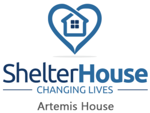 Shelter House Logo, Changing lives slogan, representing Artemis House